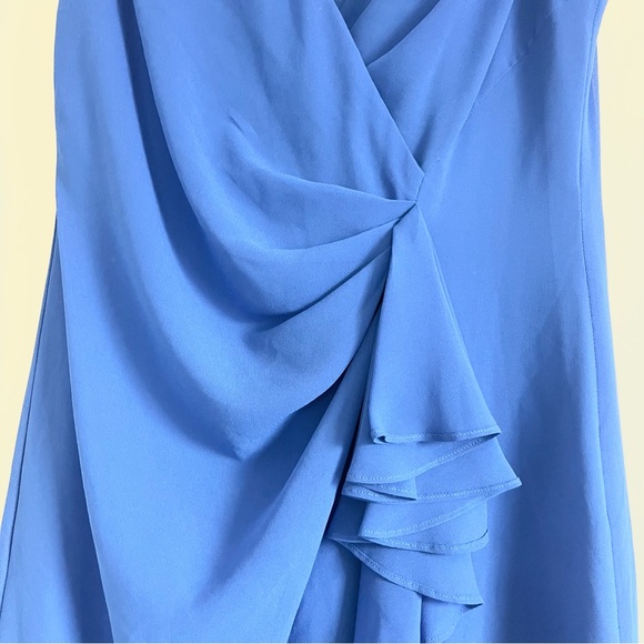 NWT Lauren Ralph Lauren Sapphire or Royal Blue Ruched Faux Wrap Dress Sz 6 - Picture 6 of 11